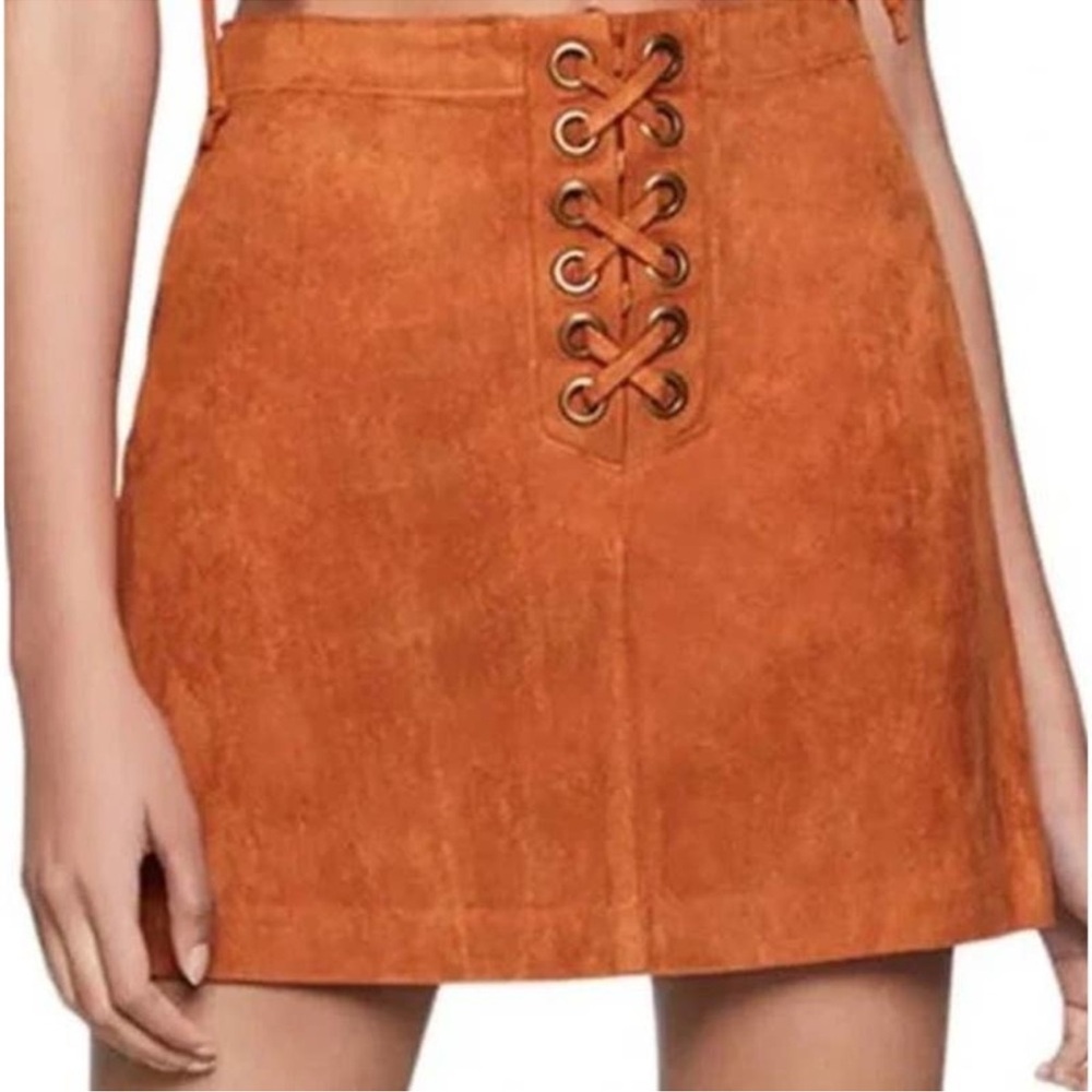BCBGeneration Faux Suede Lace-Up Mini Skirt NWT